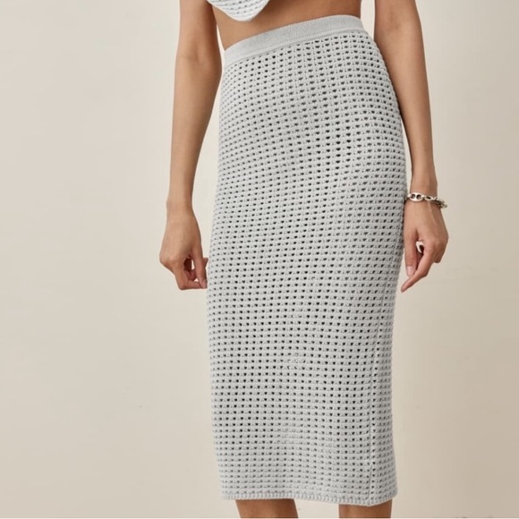 Reformation Circa Knit Skirt in Dove Gray - Picture 2 of 10